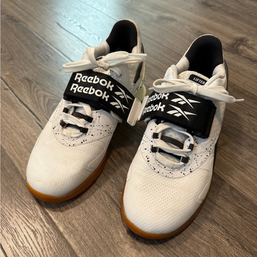 Reebok White and Black Weightlifting Shoes